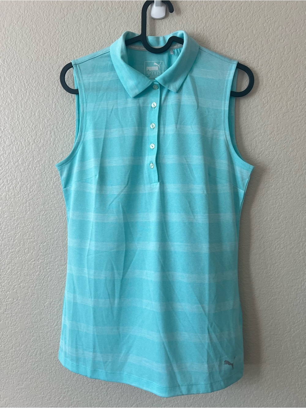 Puma Aqua Striped Sleeveless Polo Tank Size S